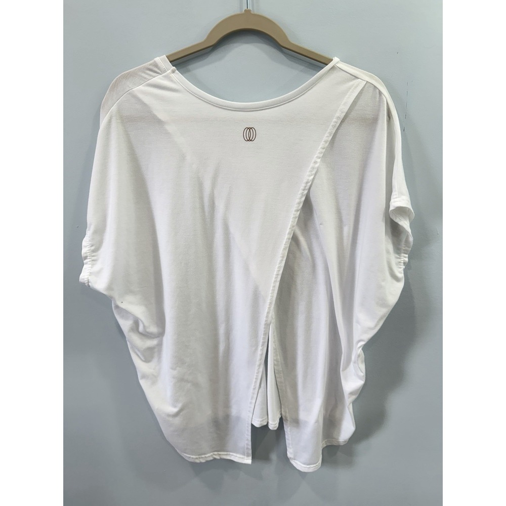 Balance Collection White Open Back Short Sleeve Athletic Top Large